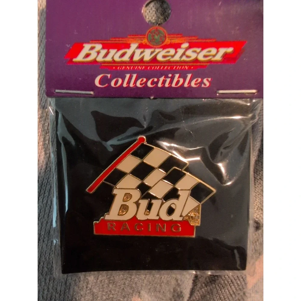 Budweiser Racing with Checkered Flags Lapel-Hat Pin